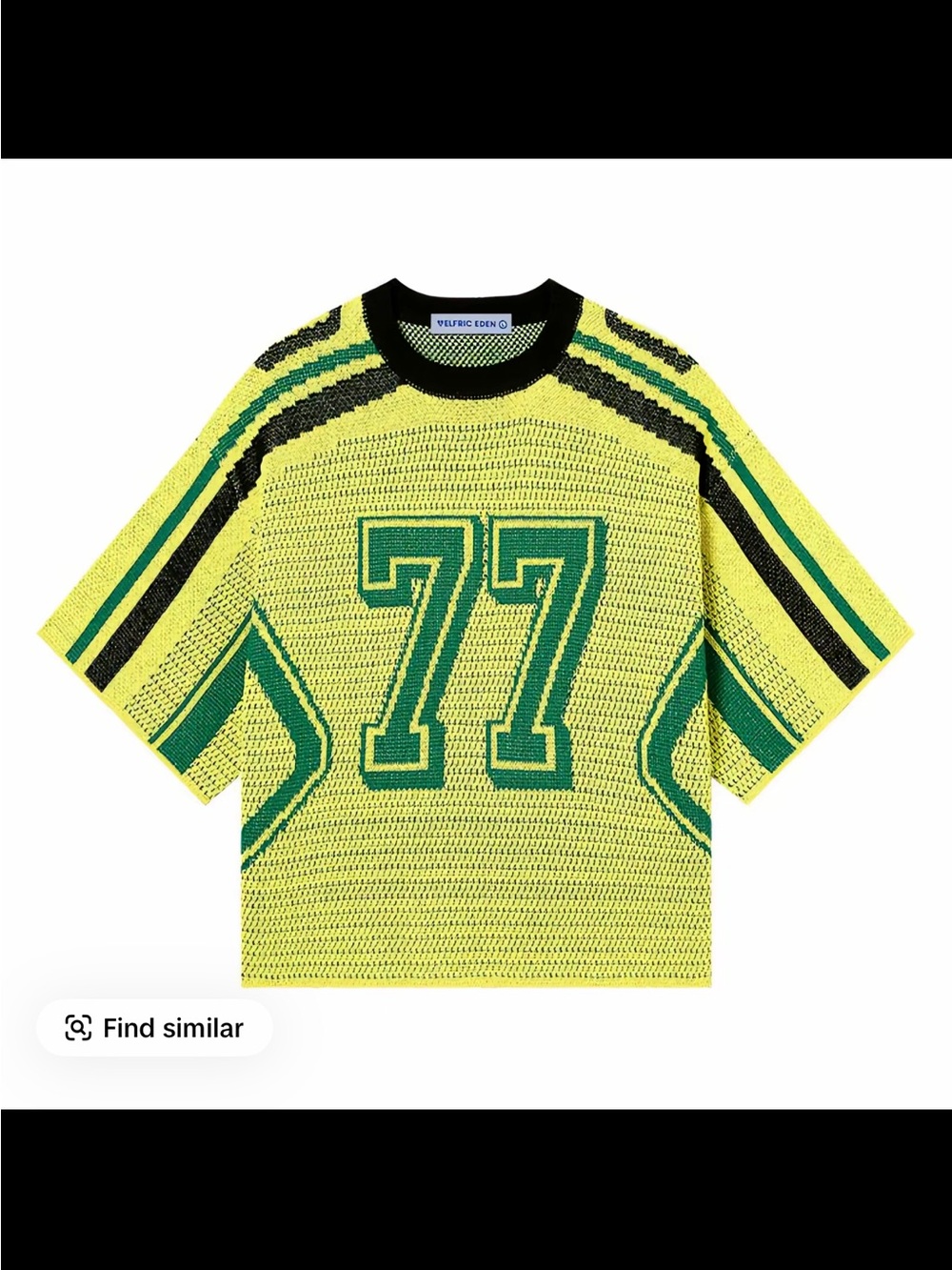Aelfric Eden Yellow & Green Knit Jersey Tee with '77' Graphic